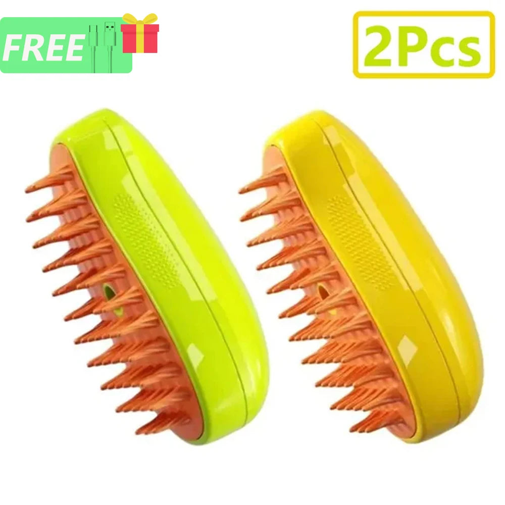 1/8 Cat Steamy Brush Dog Massage Comb Built-in Electric Water Spray Soft Silicone Pet Hair Removal Grooming Brush Cat Accessory