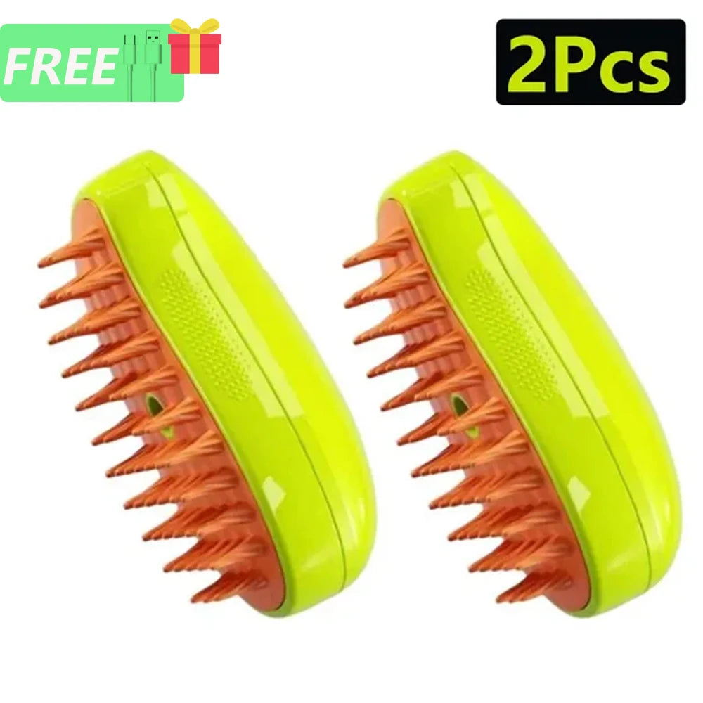 1/8 Cat Steamy Brush Dog Massage Comb Built-in Electric Water Spray Soft Silicone Pet Hair Removal Grooming Brush Cat Accessory
