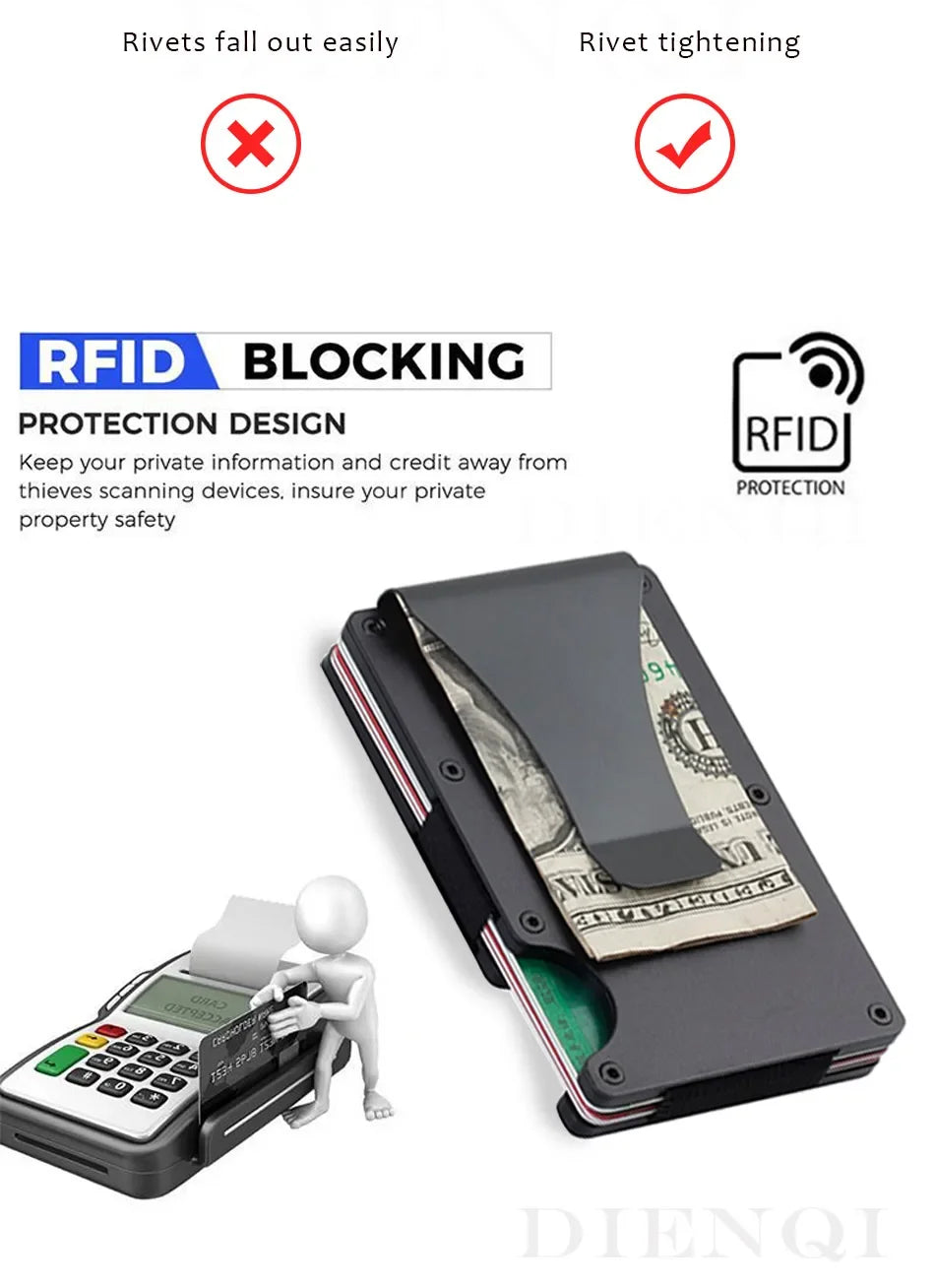 Rfid Carbon Fiber Metal Card Holder Wallets Men Slim Thin Mini Wallet Male Money Bags Small Minimalist Male Purse Walet for Men