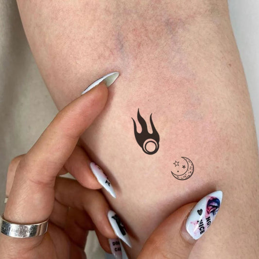 10pcs Waterproof Temporary Tattoo Sticker Dark Small Symbol Emoticon Flower Skull Body Art Arm Fake Tattoos Women Men Neck Hand
