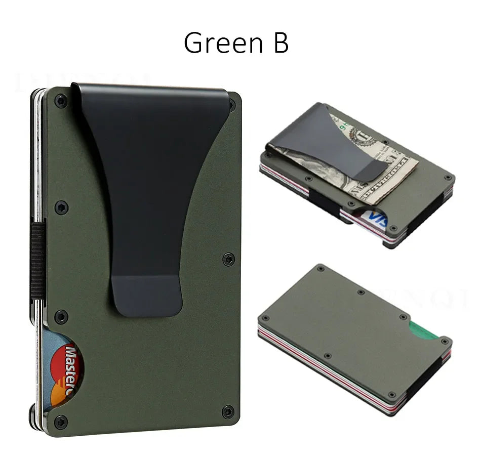 Rfid Carbon Fiber Metal Card Holder Wallets Men Slim Thin Mini Wallet Male Money Bags Small Minimalist Male Purse Walet for Men