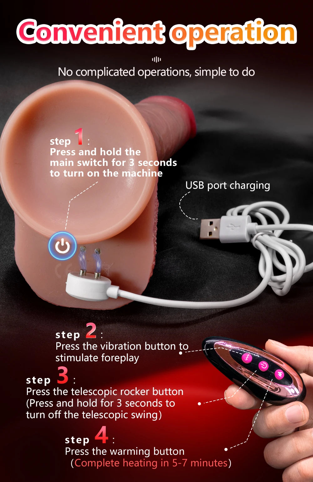 10.6in Long Realistic dildo vibrator penis telescopic Swing Heating silicone dildo female remote control Vibrators for Women Men
