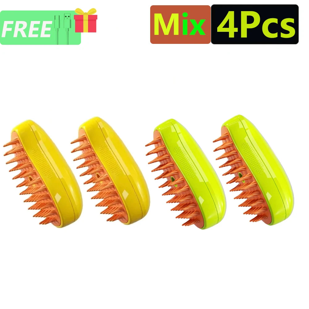 1/8 Cat Steamy Brush Dog Massage Comb Built-in Electric Water Spray Soft Silicone Pet Hair Removal Grooming Brush Cat Accessory