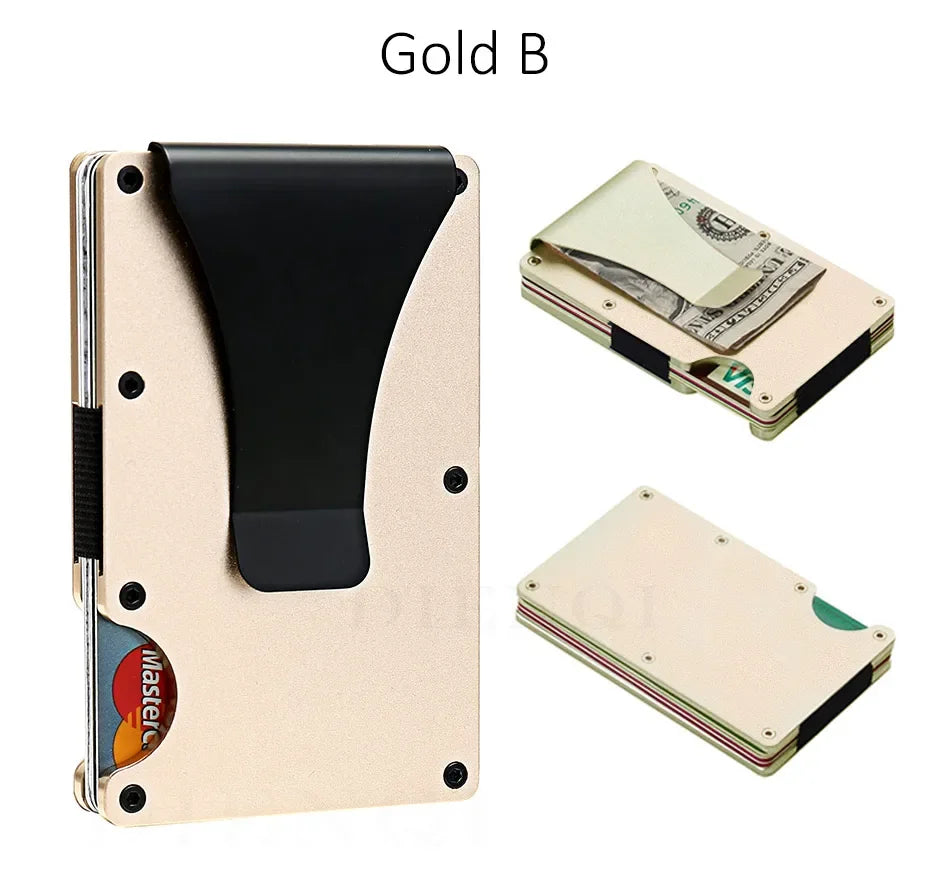 Rfid Carbon Fiber Metal Card Holder Wallets Men Slim Thin Mini Wallet Male Money Bags Small Minimalist Male Purse Walet for Men