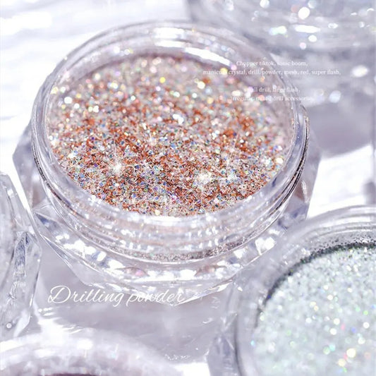 8Bottles Set Nail Crystal Diamond Powder Rainbow Shiny Nail Art Glitter Pigment Holographic Micro Glass Manicure Decoration