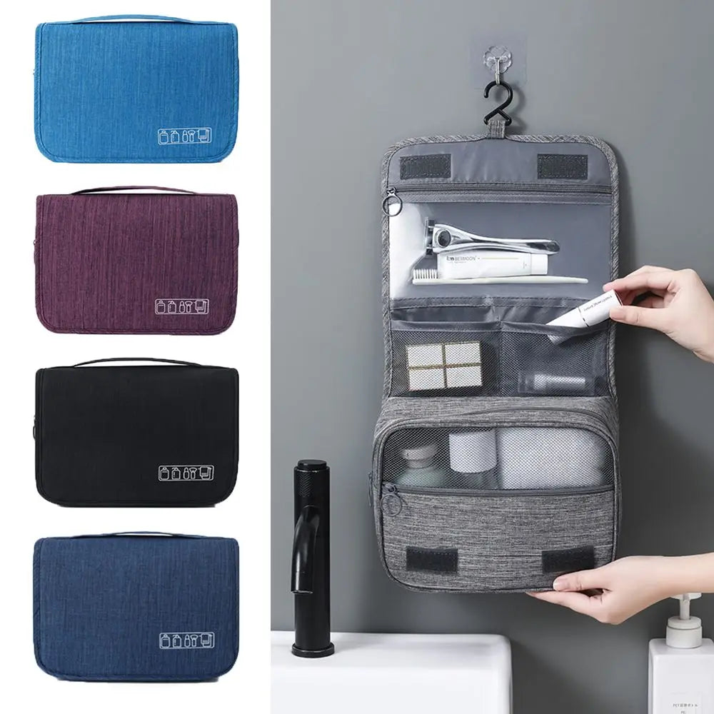 Foldable Toiletry Bag Organizer Hanging Storage Bag Bathroom Makeup Bag Case Travel Dry And Wet Separation Cosmetic Bag