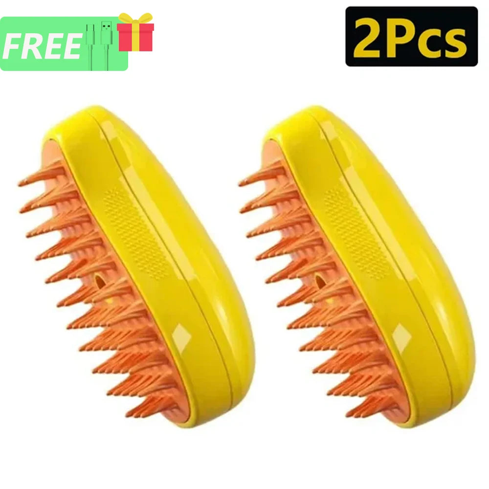 1/8 Cat Steamy Brush Dog Massage Comb Built-in Electric Water Spray Soft Silicone Pet Hair Removal Grooming Brush Cat Accessory