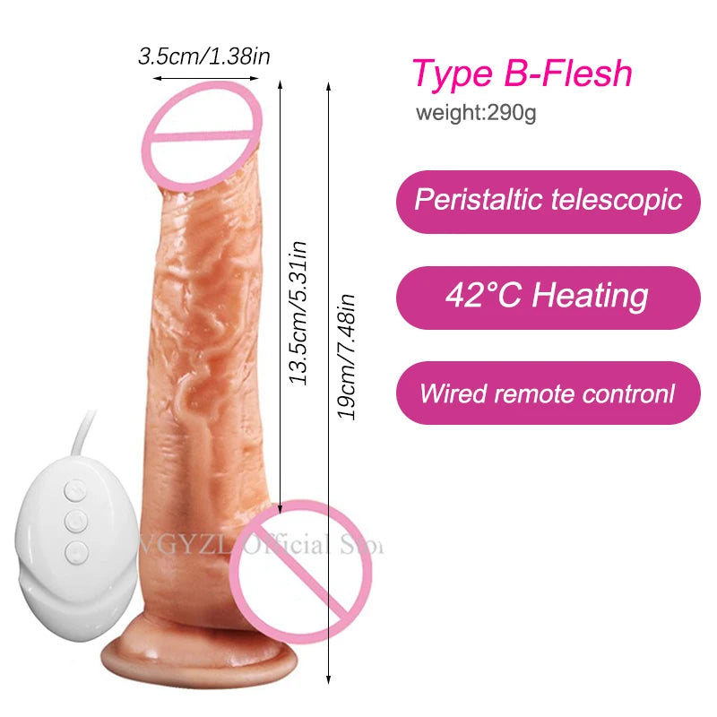 10.6in Long Realistic dildo vibrator penis telescopic Swing Heating silicone dildo female remote control Vibrators for Women Men