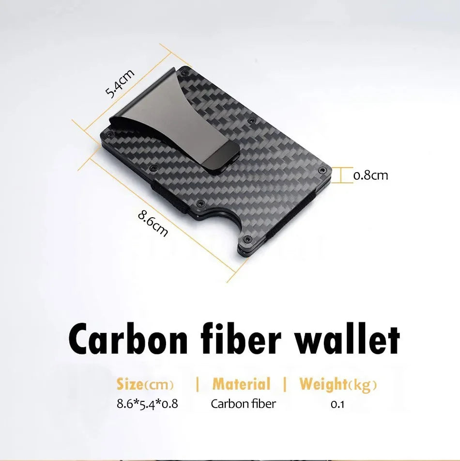 Rfid Carbon Fiber Metal Card Holder Wallets Men Slim Thin Mini Wallet Male Money Bags Small Minimalist Male Purse Walet for Men