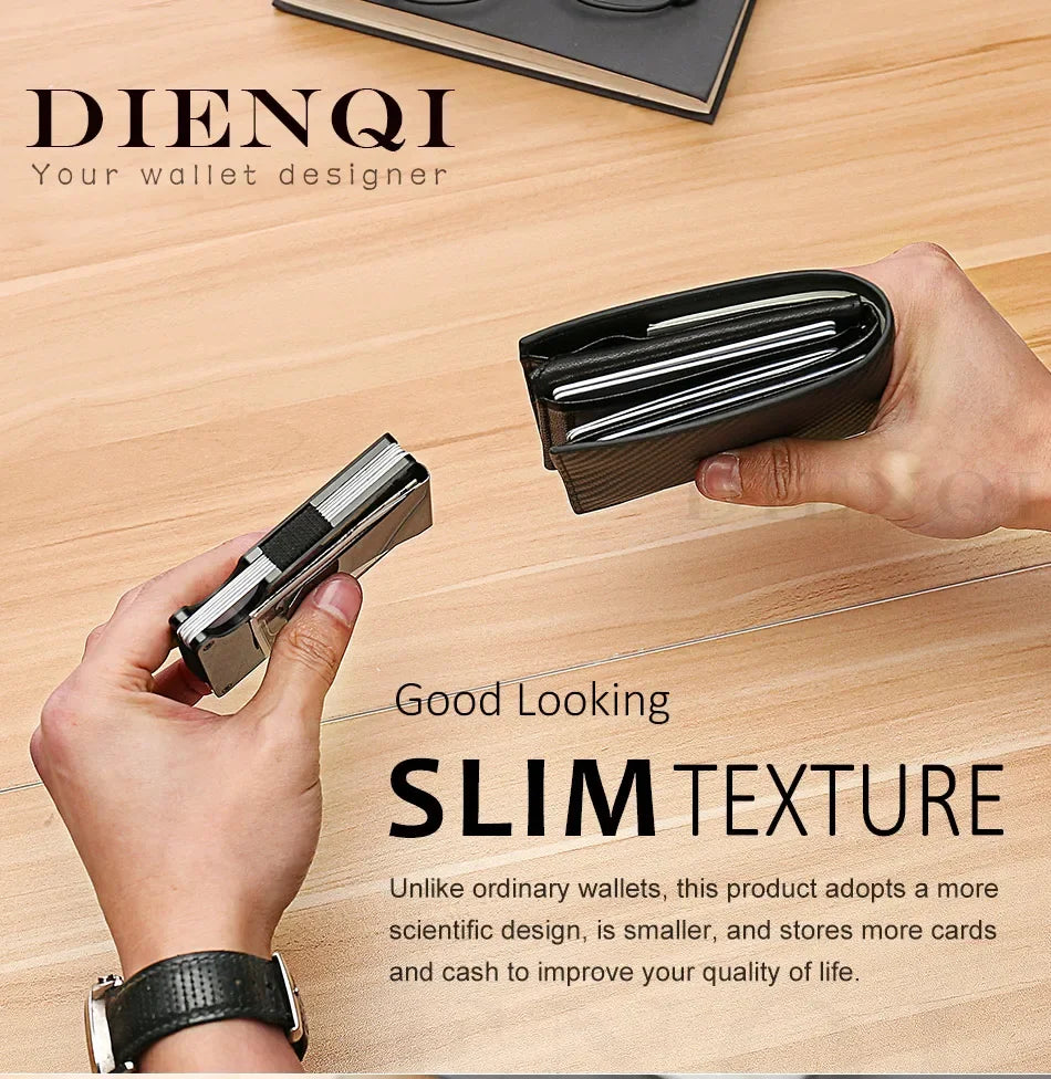 Rfid Carbon Fiber Metal Card Holder Wallets Men Slim Thin Mini Wallet Male Money Bags Small Minimalist Male Purse Walet for Men