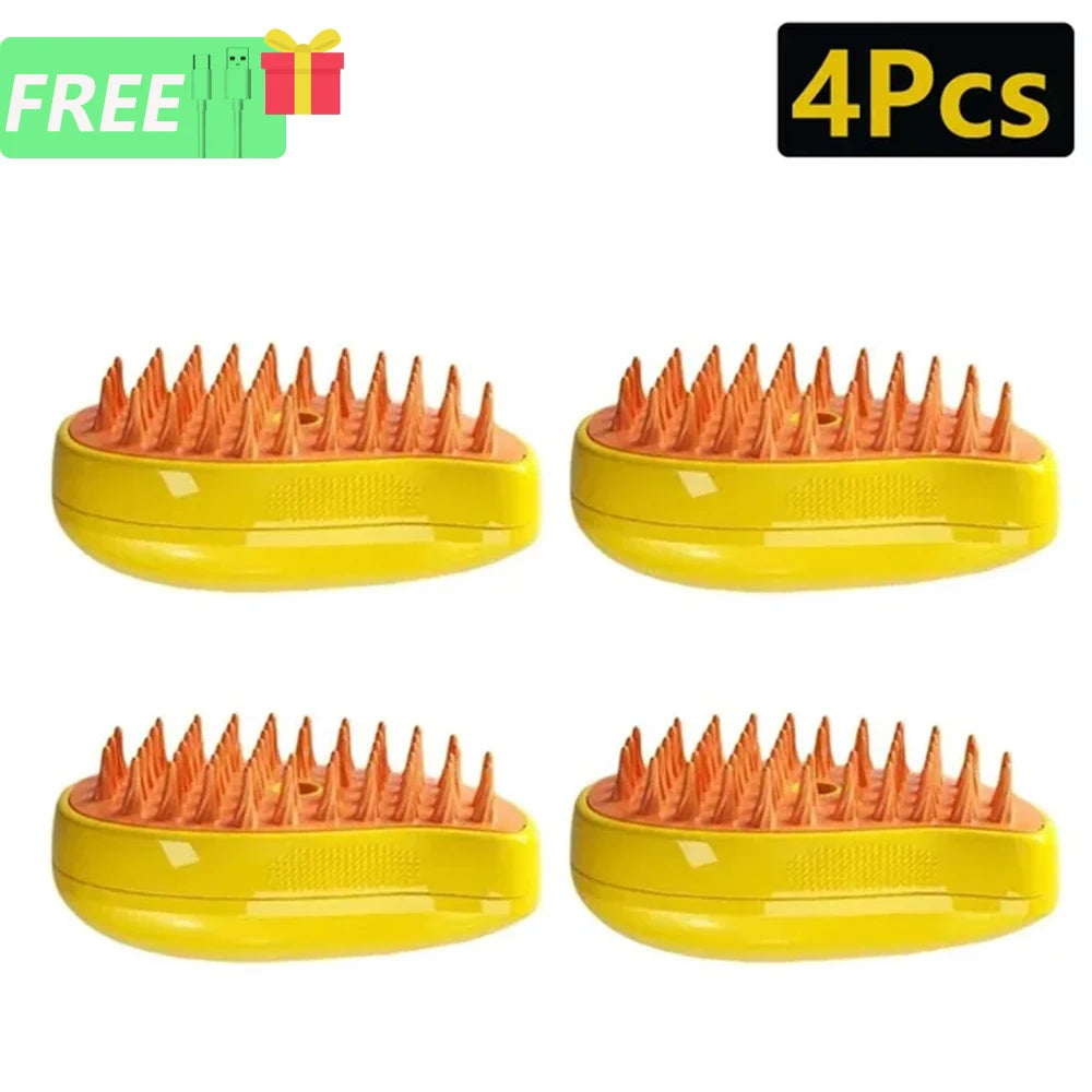 1/8 Cat Steamy Brush Dog Massage Comb Built-in Electric Water Spray Soft Silicone Pet Hair Removal Grooming Brush Cat Accessory