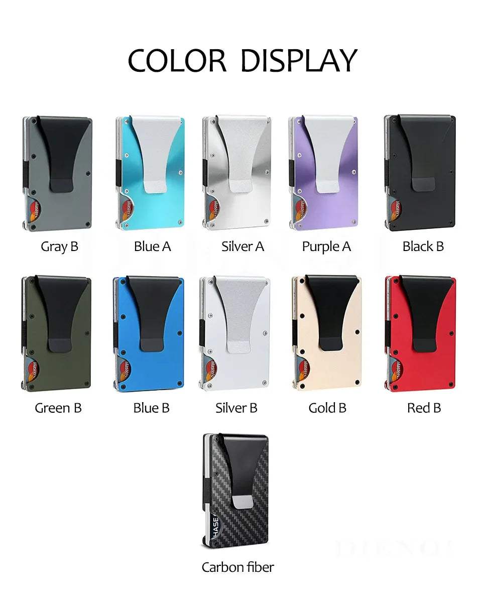 Rfid Carbon Fiber Metal Card Holder Wallets Men Slim Thin Mini Wallet Male Money Bags Small Minimalist Male Purse Walet for Men