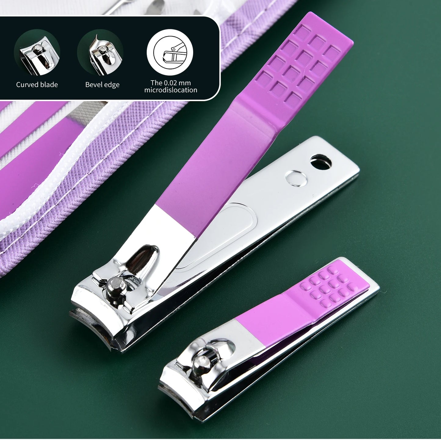 30Pcs Nail Clipper Set Purple Set Manicure Set Anti Splash Fingernail Cutter Stainless Steel Nail Scissor Cuticle Tools