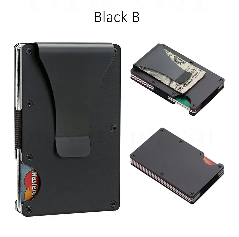 Rfid Carbon Fiber Metal Card Holder Wallets Men Slim Thin Mini Wallet Male Money Bags Small Minimalist Male Purse Walet for Men