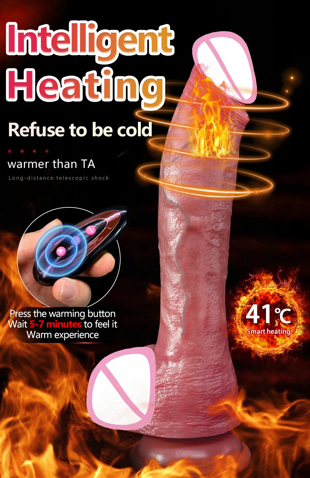 10.6in Long Realistic dildo vibrator penis telescopic Swing Heating silicone dildo female remote control Vibrators for Women Men