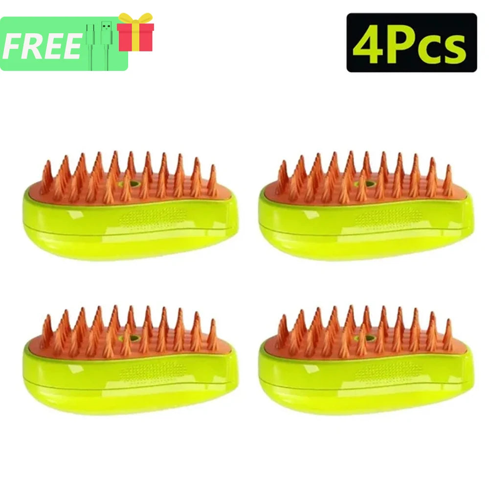 1/8 Cat Steamy Brush Dog Massage Comb Built-in Electric Water Spray Soft Silicone Pet Hair Removal Grooming Brush Cat Accessory