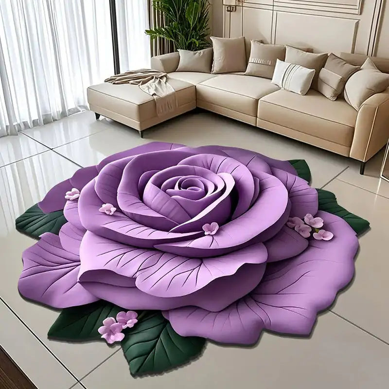 Alien Floral Plush & Diatomaceous Earth Floor Mat Bathroom Absorbent Anti-slip 3D Fresh Flower Pattern Door Mats Dirt-resistant