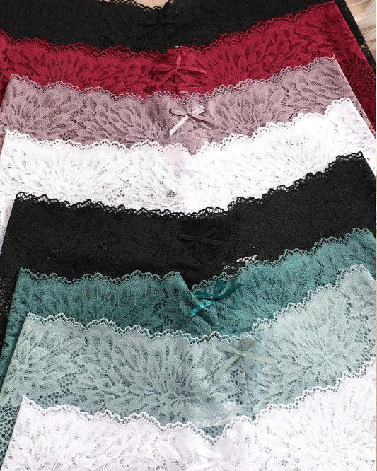 8Pcs/Set Women's Sexy Lace Panties for Women With Floral Edges Seduction Seamless Briefs Exquisite Underwear Comfort Underpants