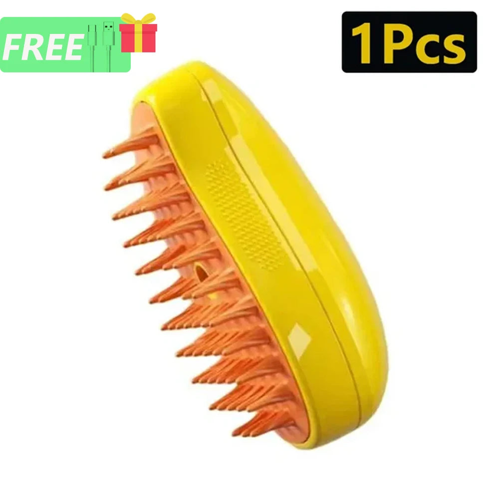 1/8 Cat Steamy Brush Dog Massage Comb Built-in Electric Water Spray Soft Silicone Pet Hair Removal Grooming Brush Cat Accessory