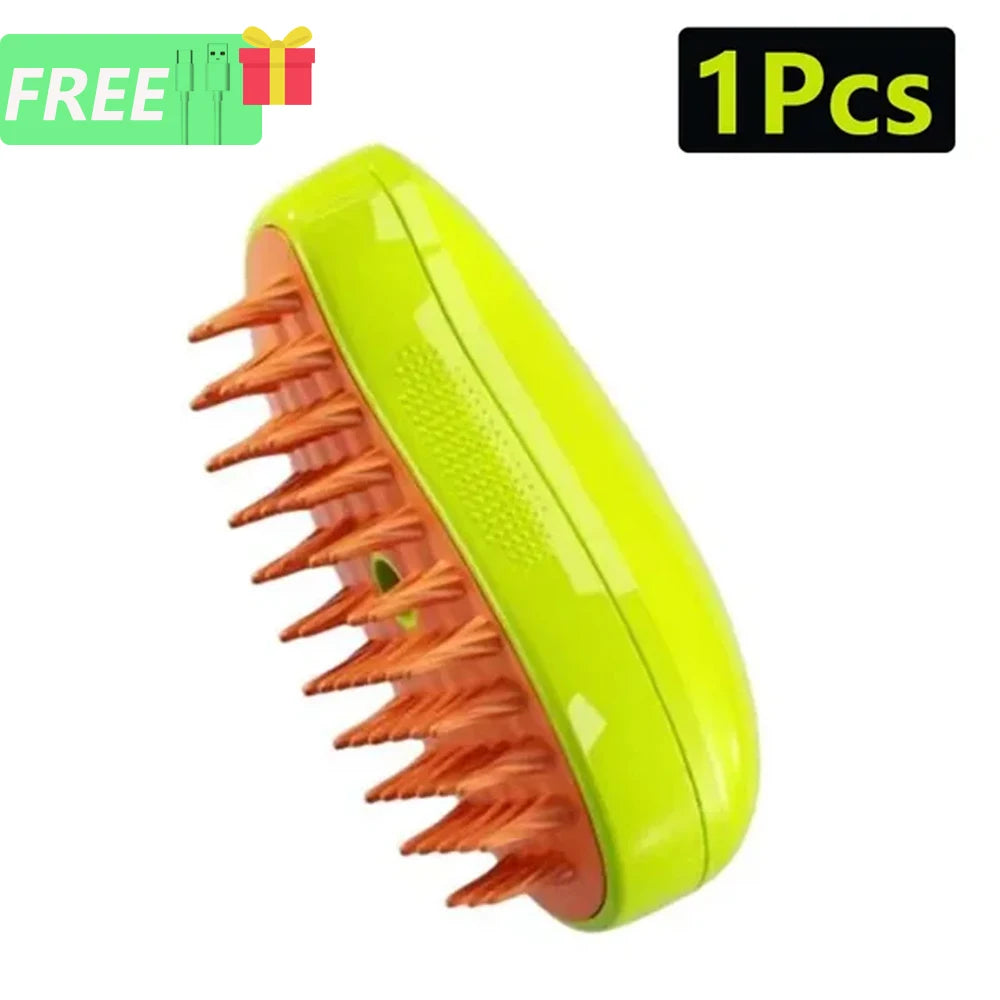 1/8 Cat Steamy Brush Dog Massage Comb Built-in Electric Water Spray Soft Silicone Pet Hair Removal Grooming Brush Cat Accessory