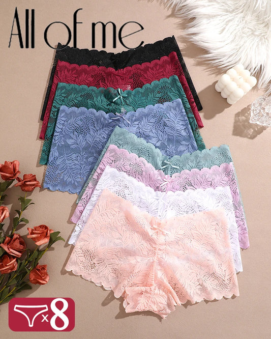 8Pcs/Set Women's Sexy Lace Panties for Women With Floral Edges Seduction Seamless Briefs Exquisite Underwear Comfort Underpants