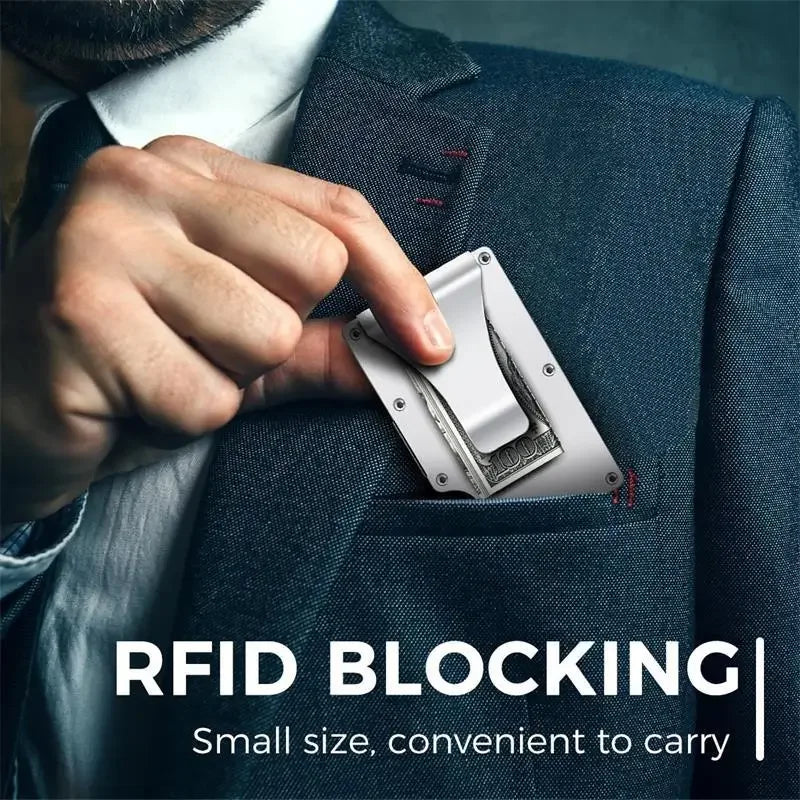 Rfid Carbon Fiber Metal Card Holder Wallets Men Slim Thin Mini Wallet Male Money Bags Small Minimalist Male Purse Walet for Men