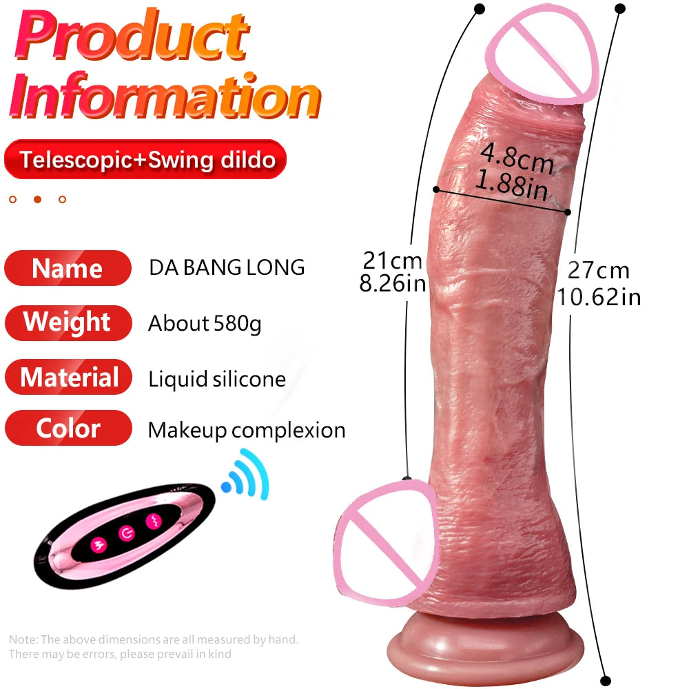 10.6in Long Realistic dildo vibrator penis telescopic Swing Heating silicone dildo female remote control Vibrators for Women Men