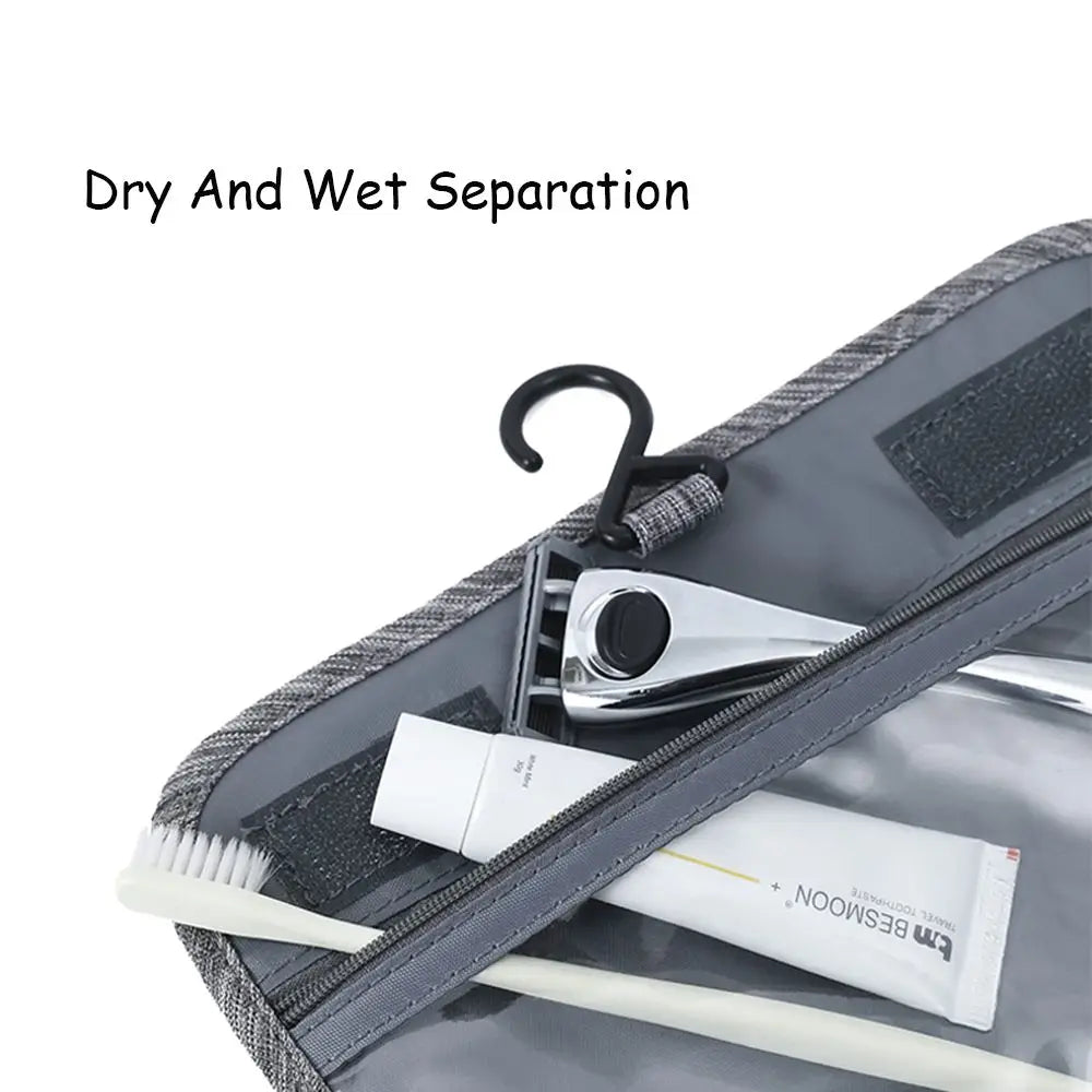 Foldable Toiletry Bag Organizer Hanging Storage Bag Bathroom Makeup Bag Case Travel Dry And Wet Separation Cosmetic Bag
