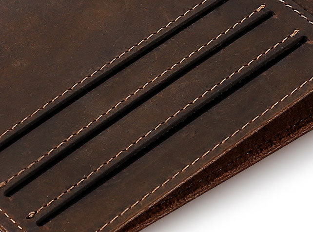 Best Selling Crazy Horse Men's Short Wallet Vintage Genuine Leather Multi Functional Long Wallet Card Bag