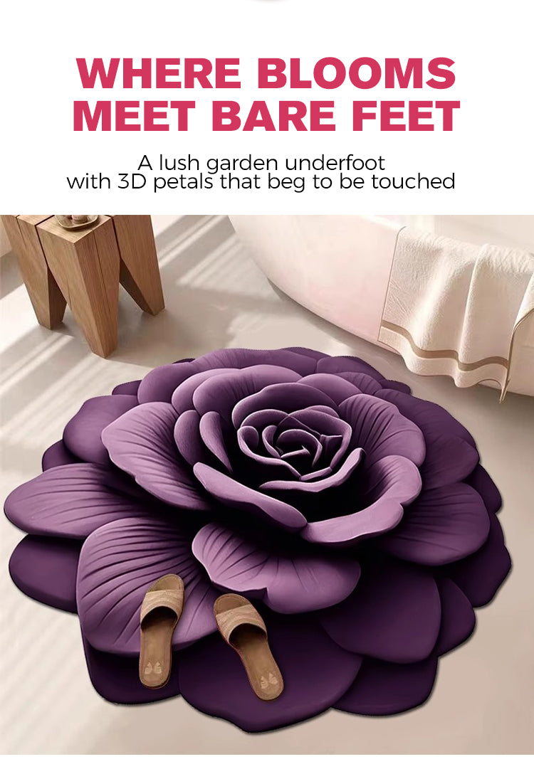 Alien Floral Plush & Diatomaceous Earth Floor Mat Bathroom Absorbent Anti-slip 3D Fresh Flower Pattern Door Mats Dirt-resistant