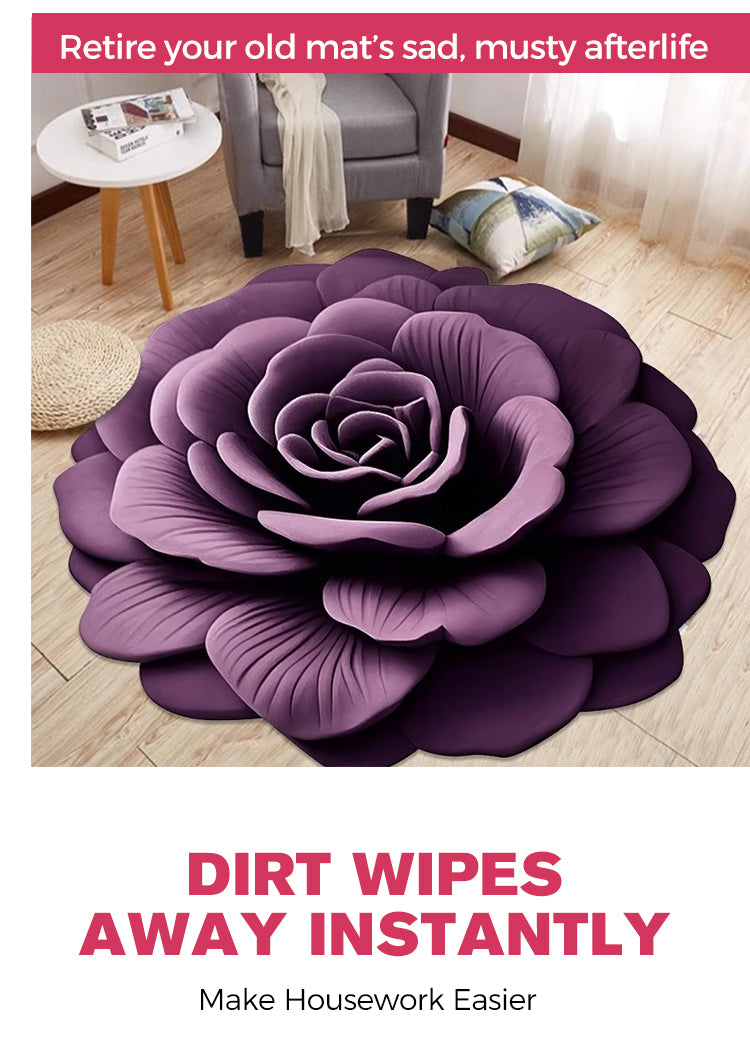 Alien Floral Plush & Diatomaceous Earth Floor Mat Bathroom Absorbent Anti-slip 3D Fresh Flower Pattern Door Mats Dirt-resistant