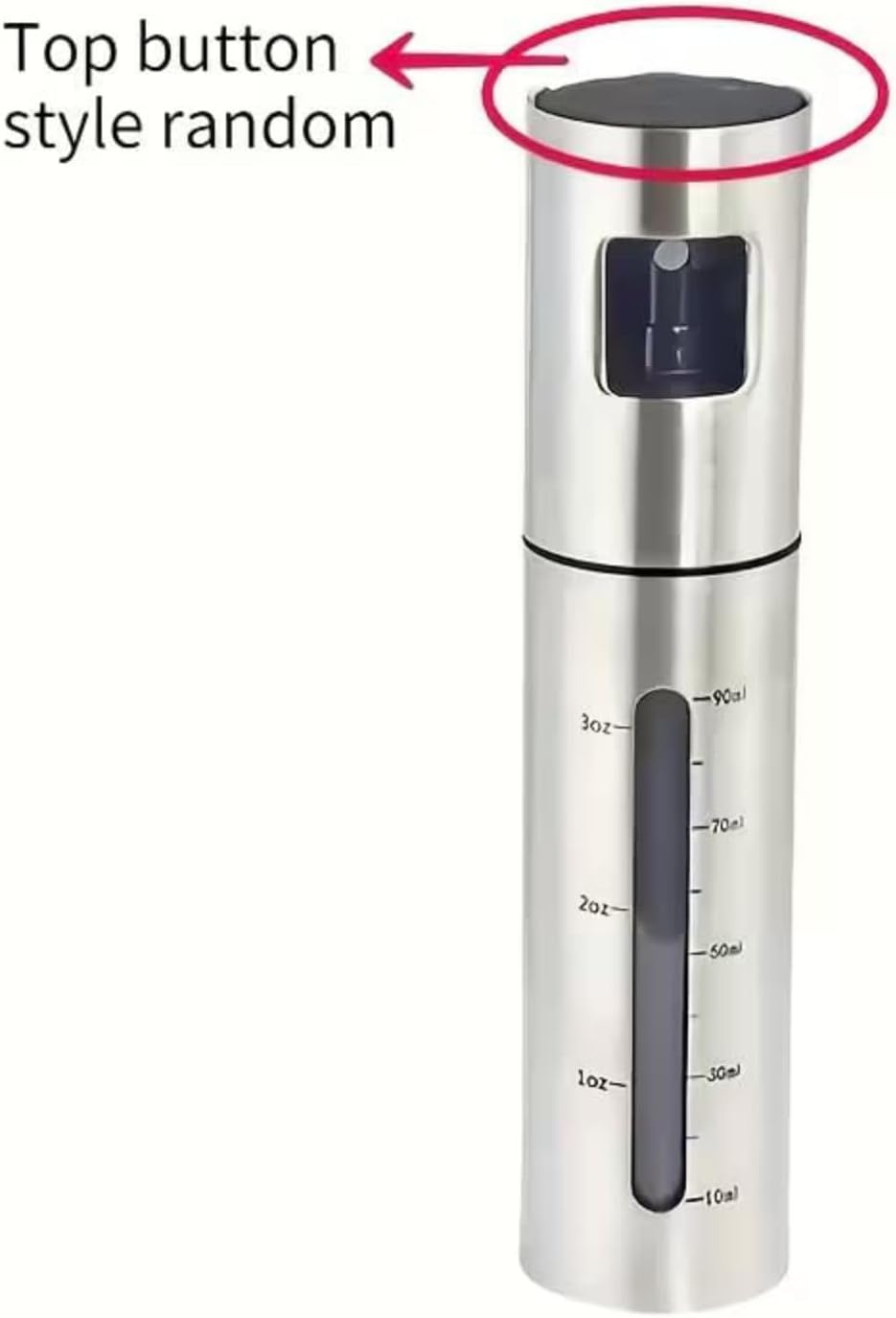 100ml Stainless Steel Olive Oil Spray Bottle – Graduated Metal and Glass Refillable Oil Mister for Cooking and Baking – Suitable for Home Cooks