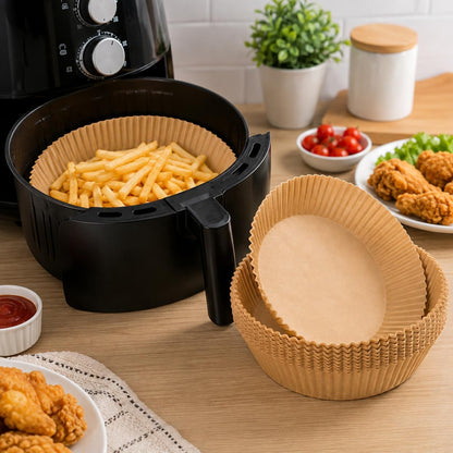 Air Fryer Paper Liners, 7.9 Inch (20cm) Disposable Parchment Paper Sheets, Non-Stick Round Baking Liners for Air Fryers, Oven, Microwave & Steamer