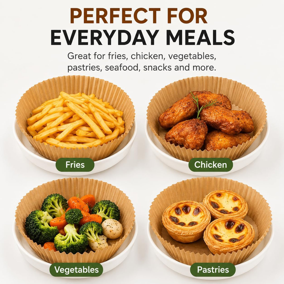 Air Fryer Paper Liners, 7.9 Inch (20cm) Disposable Parchment Paper Sheets, Non-Stick Round Baking Liners for Air Fryers, Oven, Microwave & Steamer