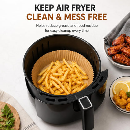 Air Fryer Paper Liners, 7.9 Inch (20cm) Disposable Parchment Paper Sheets, Non-Stick Round Baking Liners for Air Fryers, Oven, Microwave & Steamer