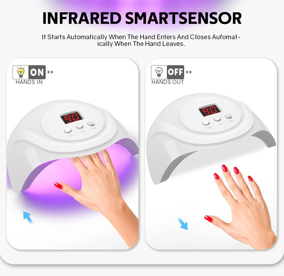72W UV Nail Lamp Professional 24 LEDs Nail Dryer with 3 Timer Settings Quick-drying Manicure Lamp for Curing All Nails Gel