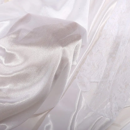 Womens Nightdress Sexy Long Polyester Lingerie Nightwear Bath Robe Gown Imitation Ice Silk Nightdress Solid Color Nightgown Thin