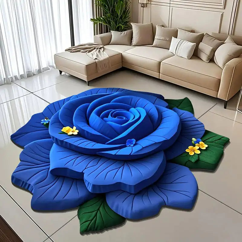 Alien Floral Plush & Diatomaceous Earth Floor Mat Bathroom Absorbent Anti-slip 3D Fresh Flower Pattern Door Mats Dirt-resistant