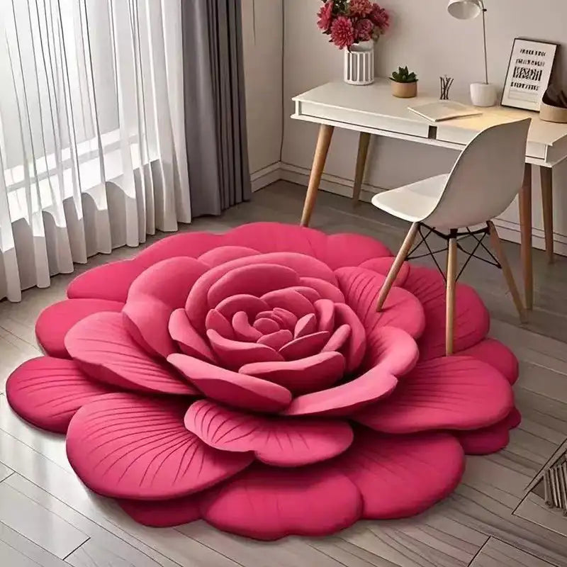 Alien Floral Plush & Diatomaceous Earth Floor Mat Bathroom Absorbent Anti-slip 3D Fresh Flower Pattern Door Mats Dirt-resistant