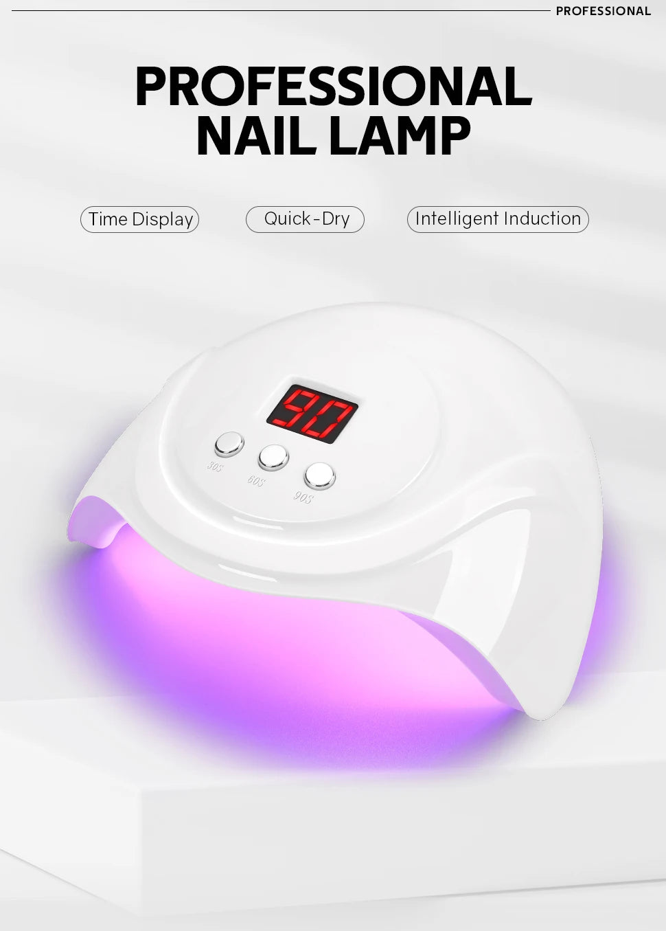 72W UV Nail Lamp Professional 24 LEDs Nail Dryer with 3 Timer Settings Quick-drying Manicure Lamp for Curing All Nails Gel