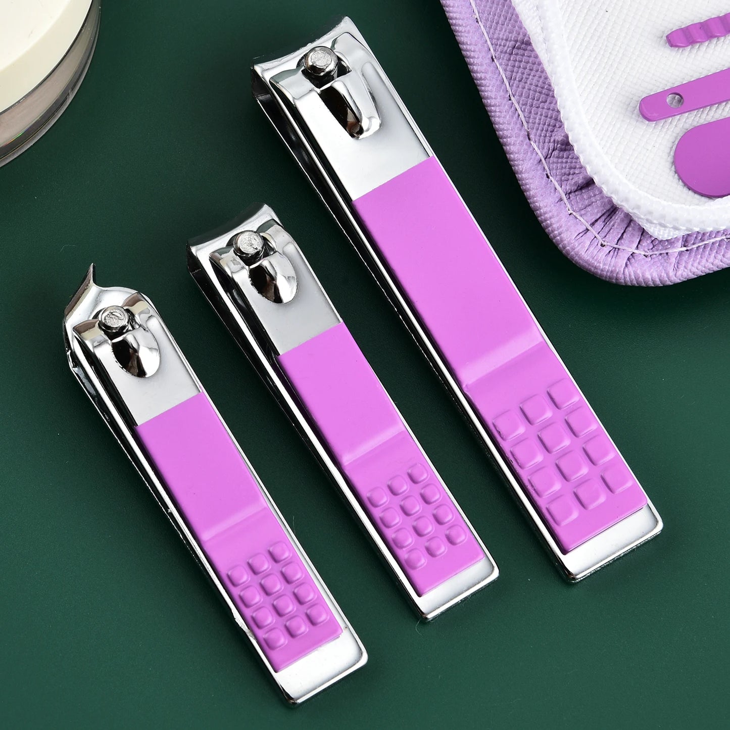 30Pcs Nail Clipper Set Purple Set Manicure Set Anti Splash Fingernail Cutter Stainless Steel Nail Scissor Cuticle Tools