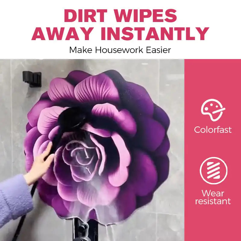 Alien Floral Plush & Diatomaceous Earth Floor Mat Bathroom Absorbent Anti-slip 3D Fresh Flower Pattern Door Mats Dirt-resistant