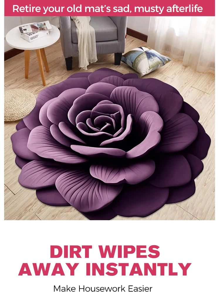 Alien Floral Plush & Diatomaceous Earth Floor Mat Bathroom Absorbent Anti-slip 3D Fresh Flower Pattern Door Mats Dirt-resistant