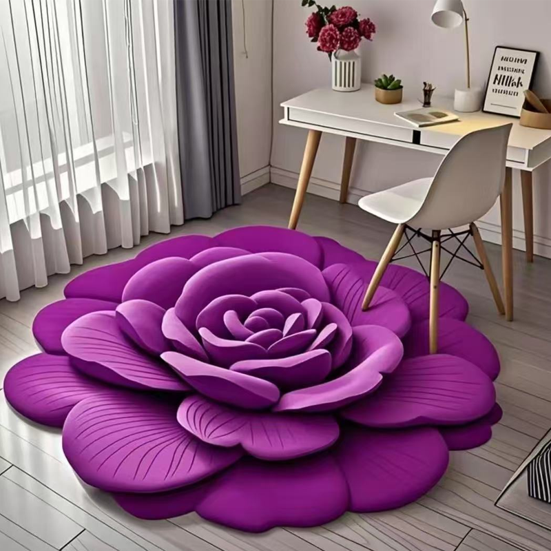Alien Floral Plush & Diatomaceous Earth Floor Mat Bathroom Absorbent Anti-slip 3D Fresh Flower Pattern Door Mats Dirt-resistant